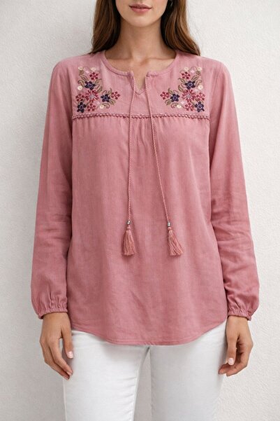 LİFERA Embroidered Shile Cloth Blouse