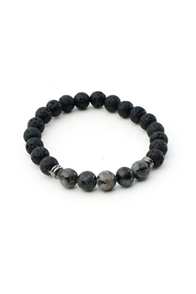 OEM Unisex Lava Stone and Labradorite Bracelet, 8mm, Durable Elastic