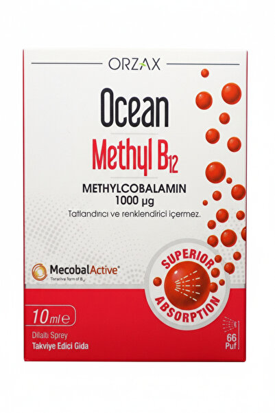 Orzax Ocean Methyl Cobalamin B12 Sprey 1000ug 10 ml