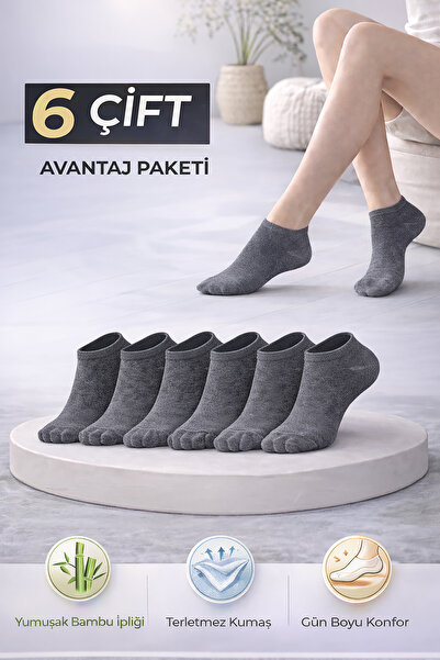 Bravie Women's Bamboo Sneakers Socks 6-Pack 725 Smoked