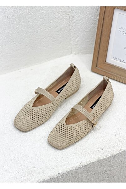 NUR KARACA Y-454 Женски обувки с ребрист плетен кант и квадратна форма