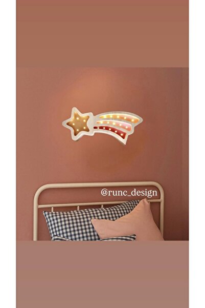 Runc Design Kuyruklu Yıldız Tasarımlı Ledli Kız Çocuk Odası Aydınlatma - Bebe...