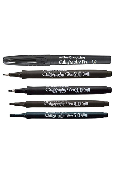 artline Supreme Calligraphy Pen (1.0-2.0-3.0 4.0-5.0) Black (5 Pieces)