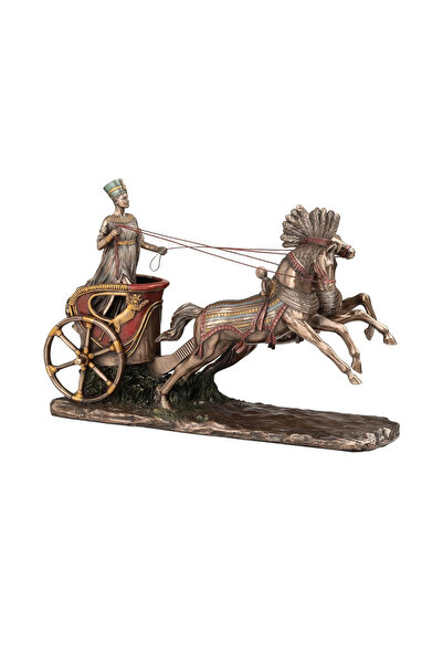 Rakun Home Antik Mısır Serisi: Kraliçe Nefertiti ve Atlı Savaş Arabası Heykeli