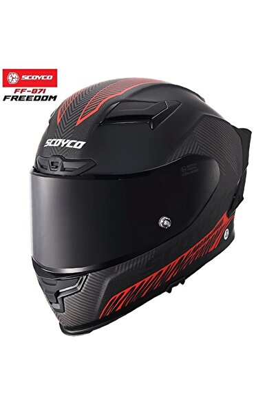 Scoyco FF-871 FREEDOM SİYAH KIRMIZI DESENLİ KASK