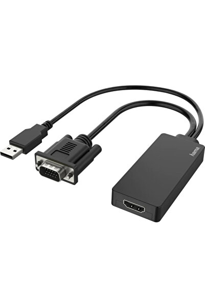 Hama Video Adapter, VGA+USB Plug - HDMIв„ў Socket, Full HD 1080p
