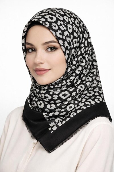 Sinem Emprime Koton Scarf - Black / White-6292 - 03