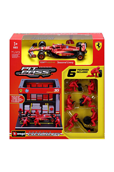 BBURAGO Set de joaca Pit Pass Ferrari SF&minus;24 (1:43)