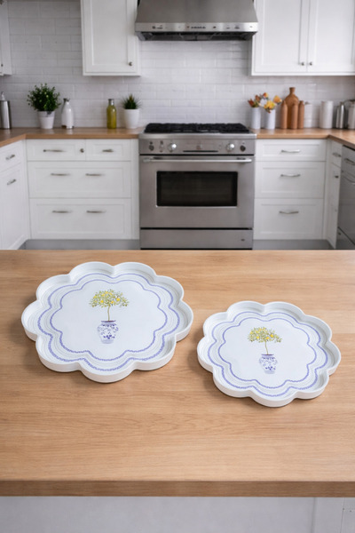 Zucci Home Mediterranean Breeze 2-Piece Decorative Daisy Presentation Tray | ...