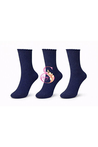 The Shiny Socks Shiny Basic Penye Pamuklu Likralı Fırfırlı Soket Çorap