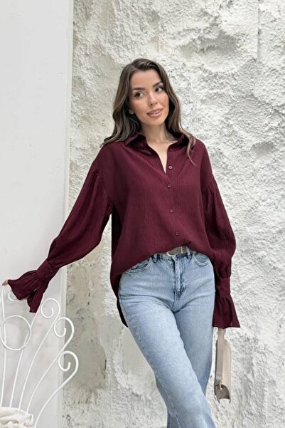 Potenza Women Shirt Oversized Long Flare Sleeve Off Shoulder Button up Shirt