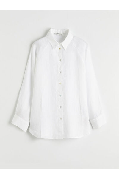 LC Waikiki White Linen Women's Shirt
