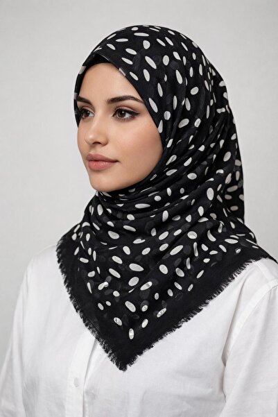 Sinem Emprime Koton Scarf - Black / White-6292 - 08