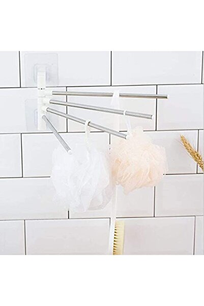 zola Bathroom towel rail, self-adhesive, rotating hook, 4 movable arms, alumi...