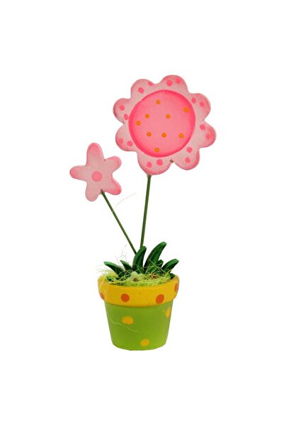 Goliat KWIAT W DONICZCE DREWNIANA DEKORACJA WIOSENNA 14 CM