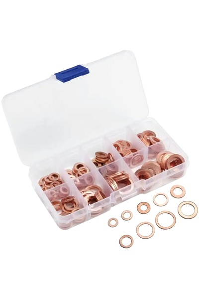 zola Set de 200 de lavoare din cupru, diverse dimensiuni, cutie de depozitare...