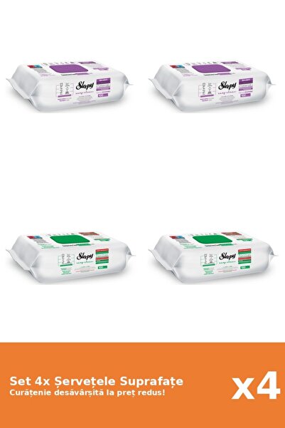 Sleepy Set 4 Șervețele Suprafațe Sleepy: Clasic, White Soap