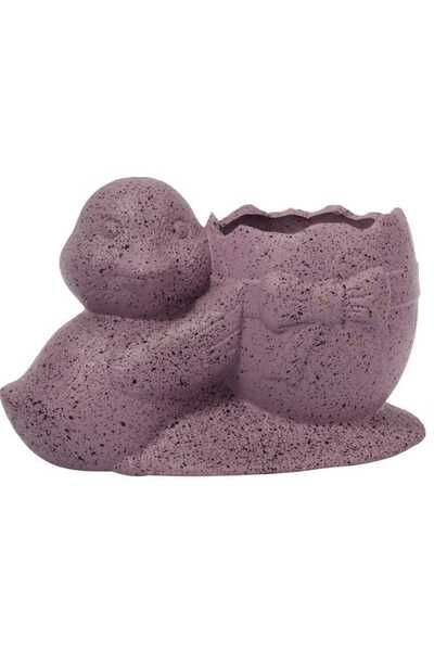 Goliat Osłonka doniczka jajko z kaczuszką Wielkanoc fioletowa nakrapiana