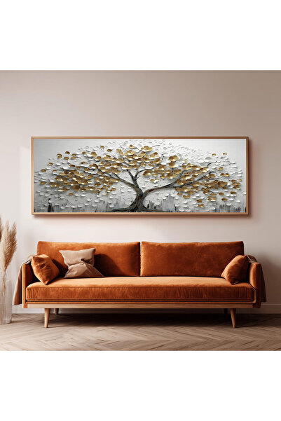 Dekorsiahome Ahşap Çerçeveli Panoramik Oturma Odası Salon Tablosu UZ0441