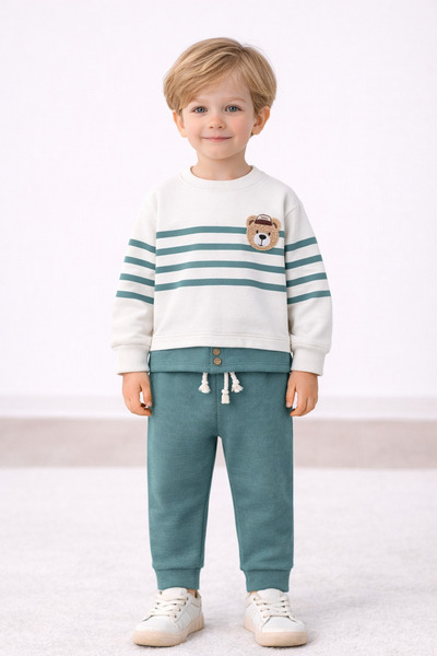 dinamik çocuk Set de trening din cu dungi piese pentru băieți, cu broderie cu...