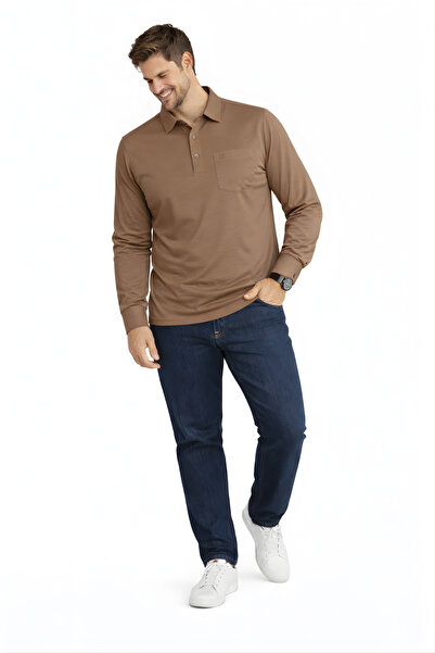 YAKAMEL Men's Shirt Collar Long Sleeve Cuffed Interlock