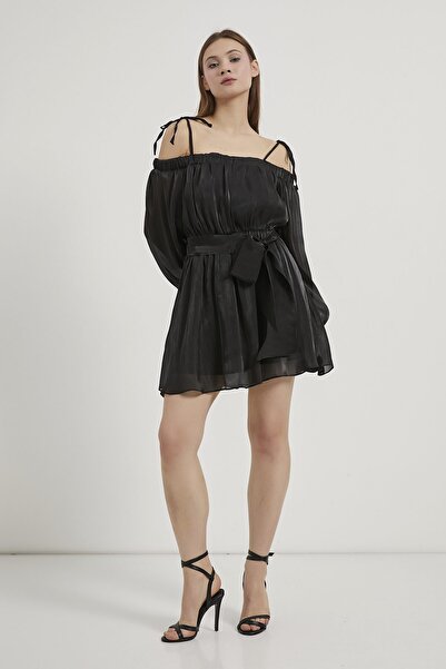 Arma Life Armalife 7958 Madonna Collar Waist Tie Mini Chiffon Women's Dress