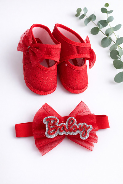 moukou 0-3 Ay Bebek Bandana Patik Seti Hediyelik Ayakkabı