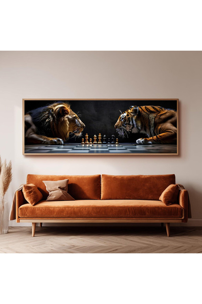 Dekorsiahome Ahşap Çerçeveli Panoramik Oturma Odası Salon Tablosu UZ0412