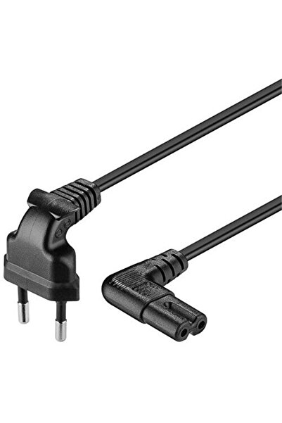 goobay - Cablu de alimentare Euro cu 2 pini - unghiular de 90 de grade - negr...