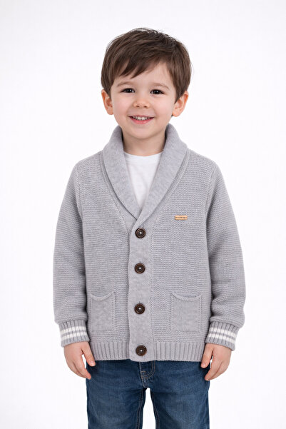 Minora Boy's Gray Buttoned Knitwear Cardigan 2-5 Years