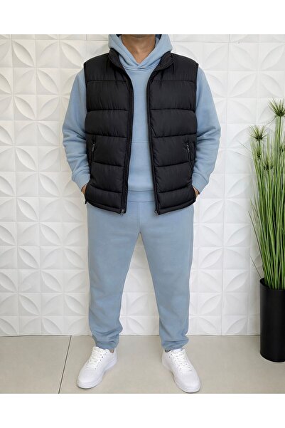 WENMİNG Men's 3-Thread K Hooded Tracksuit Set Y Vest Set 3-Piece Combination