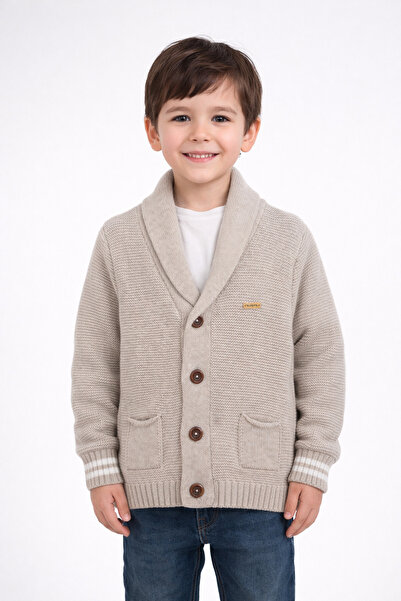 Minora Boy's Beige Buttoned Knitwear Cardigan 2-5 Years