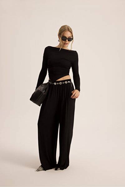 MAI STUDIOS CO. Set pantaloni Apolline Triangle croială Black crop