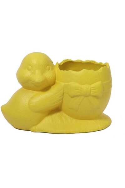 Goliat Żółta Ceramiczna Doniczka Wielkanocna w Kształcie Jajka z Dekoracją Ka...