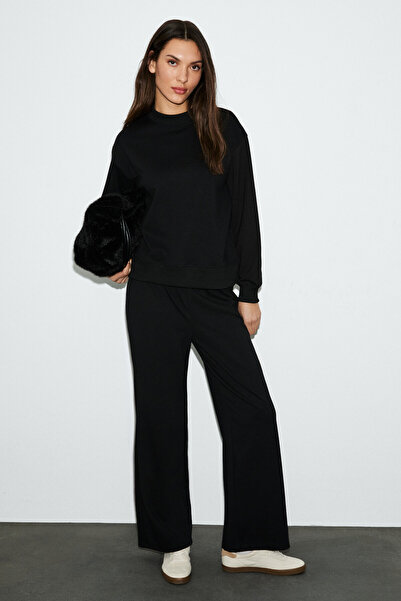 GRIMELANGE DOUE Kadın Yumuşak Ve Esnek Kumaşlı Regular Fit Siyah Eşofman Takımı