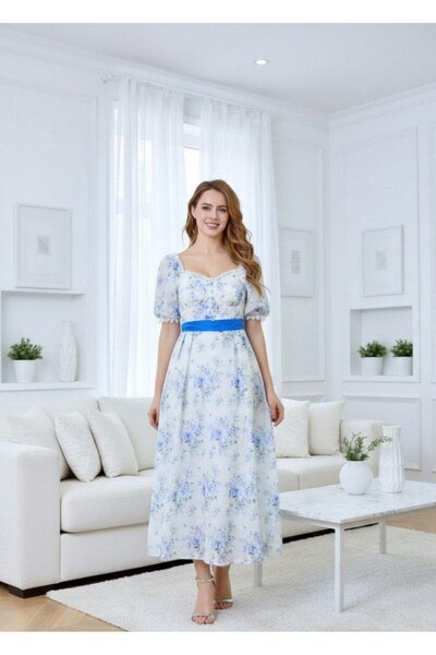 alqarat "Rosette" Floral-Print Midi Dress