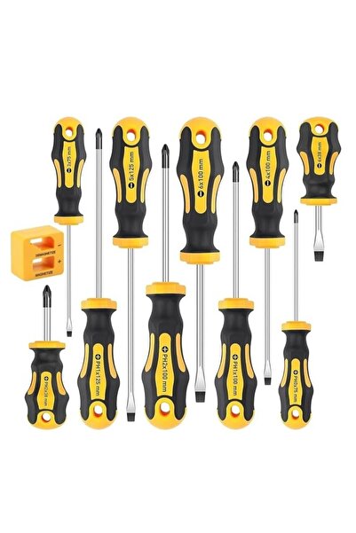 zola Set of 10 magnetic screwdrivers, straight and cross, different sizes 38-...