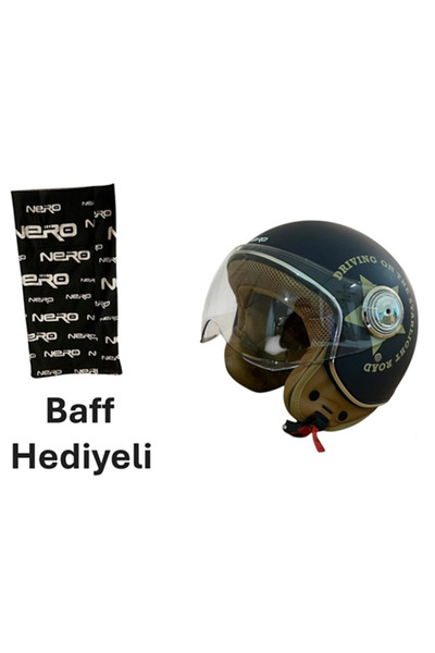 Nero TK06 ÇENESİZ YARIM KASK STAR (S) + BAFF HEDİYELİ