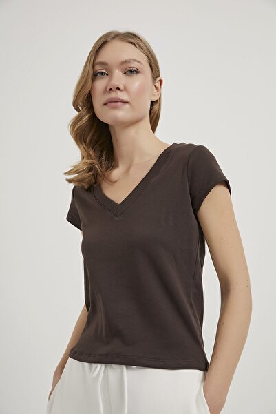 Arma Life Armalife 26652 v neck Stretchy Cropped women's t-shirt