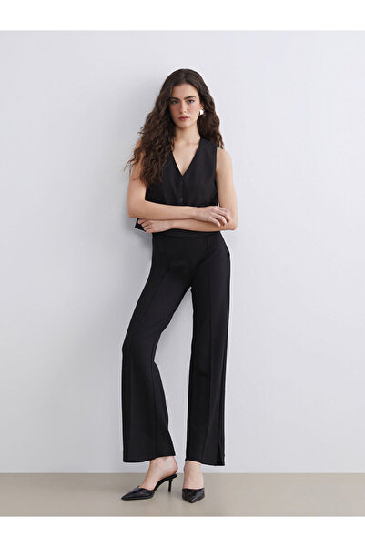 LC Waikiki Black elastic waist soft touch women's trousers