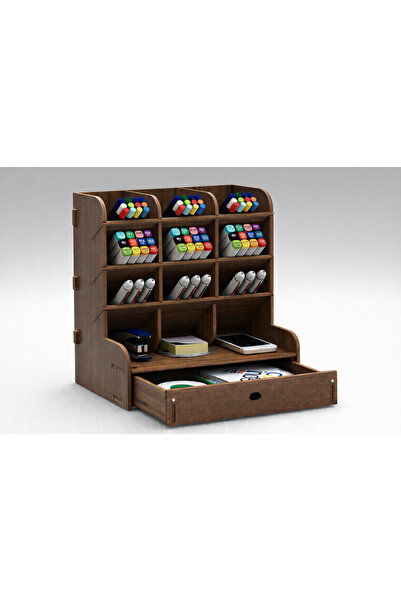 Ahşap Pusula Επιτραπέζια θήκη στυλό με 9 θήκες και συρτάρια, οργανωτής από ξύ...