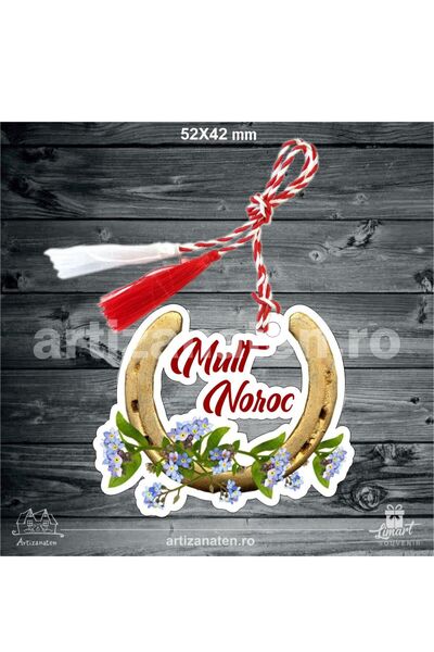 LimArt Horseshoe-shaped martisor, with string and message, good luck, 5.20 cm...