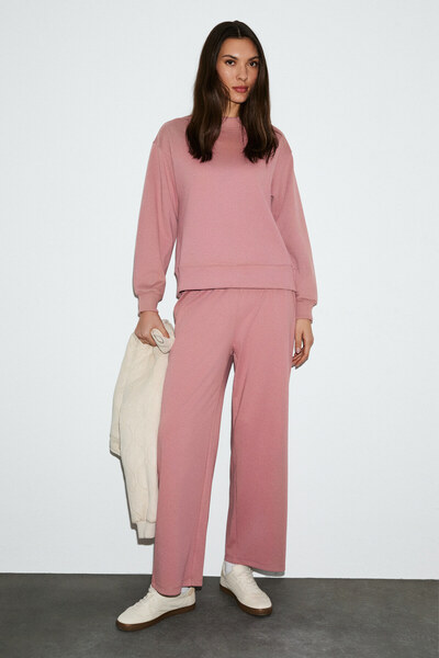 GRIMELANGE DOUE Kadın Yumuşak Ve Esnek Kumaşlı Regular Fit Pembe Eşofman Takımı