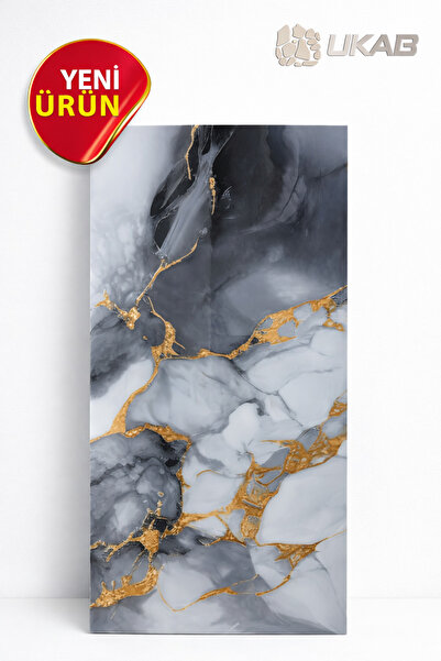 UKAB DEKOR 30x60 cm Kendinden Yapışkanlı Esnek Köpük Mavi Gold Pvc Mermer WC ...