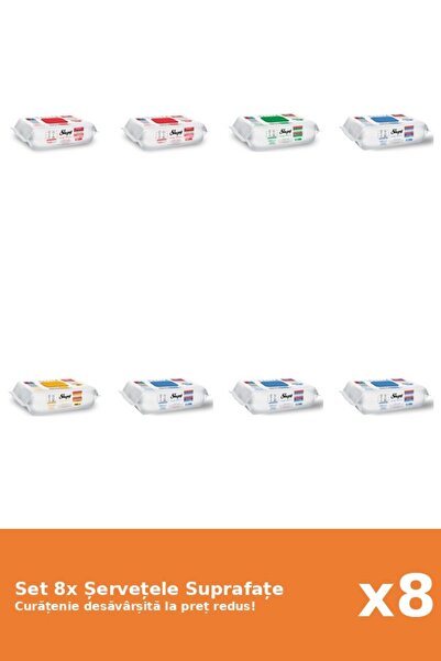 Sleepy Set 8 Șervețele Suprafațe Sleepy: Clasic, Bleach, White Soap