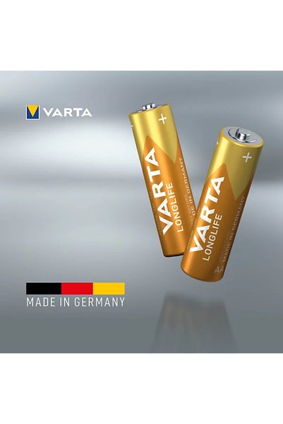 Varta بطاريات LONGLIFE AAA |   طاقة تدوم طويلاً |   مثالي لأجهزة التحكم عن بعد، الساعات، الراديو، والموازين الرقمية |   صنع في ألمانيا |   عمر تخزين يصل إلى 10 سنوات |   أداء قلوي موثوق |   عبوة من 20 قطعة