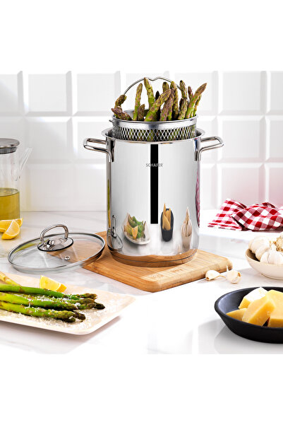 Schafer Gurme Kuşkonmaz ve Kızartma Tenceresi 3 Parça-Inox