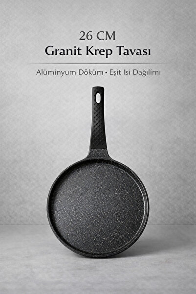FIDUCIA Cast Iron Crepe Pan 26 cm Granite Coated Non-Stick Pan