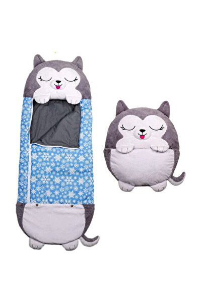 Jay@Play Sac de dormit 2 in 1 husky Kodiak, Pliabil, Portabil,137x50cm, Gri, ...