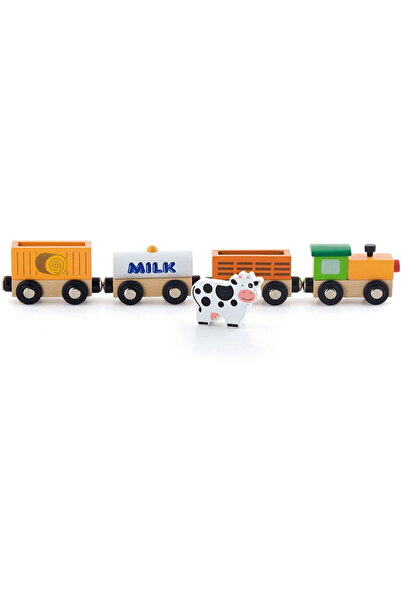 Viga Trenul magnetic din lemn pentru copii, Fermă